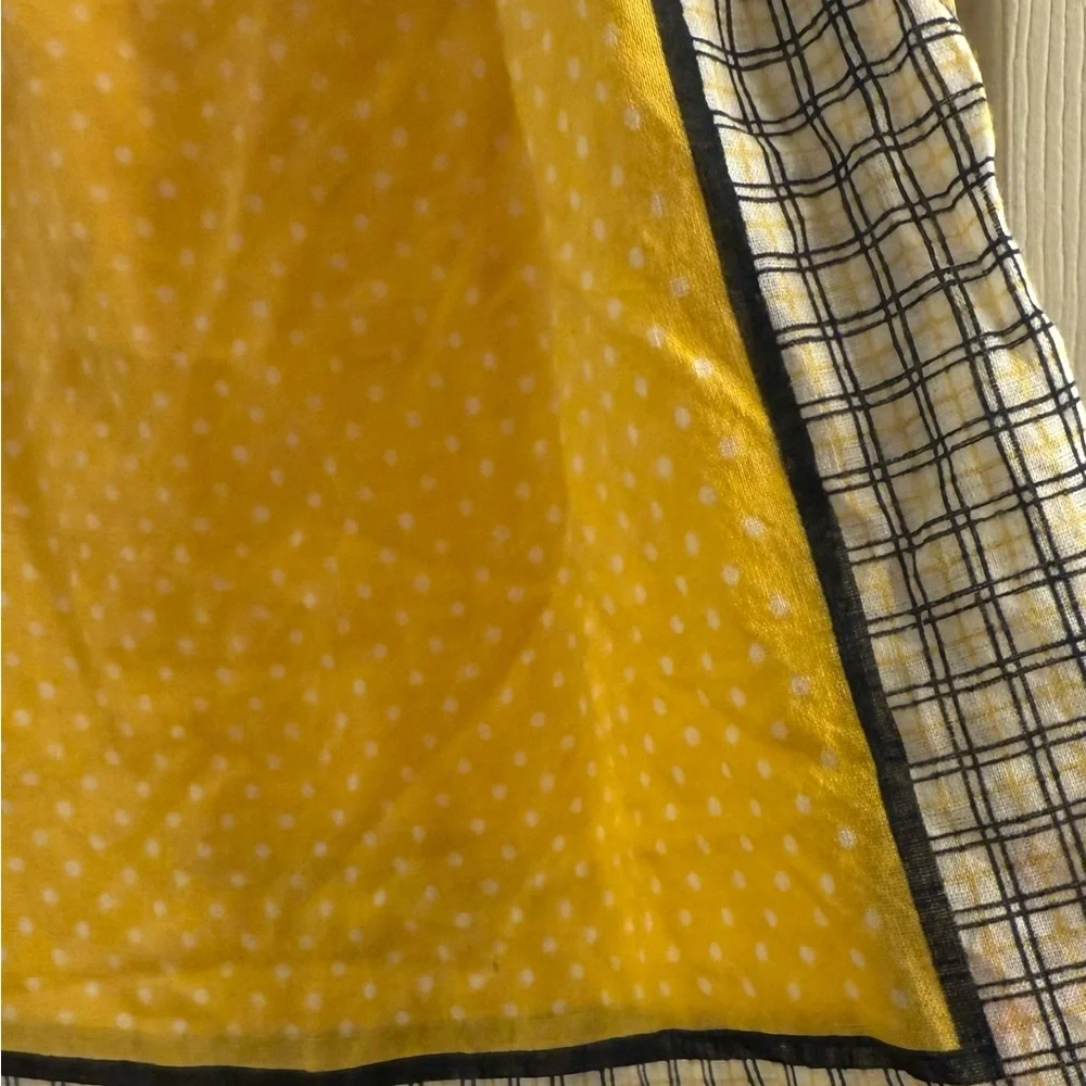 Yellow and Purple Paisley and Polka Dot Scarf